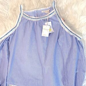 Navy\White Shoulders Out Top/ Ralph Lauren Peacoat